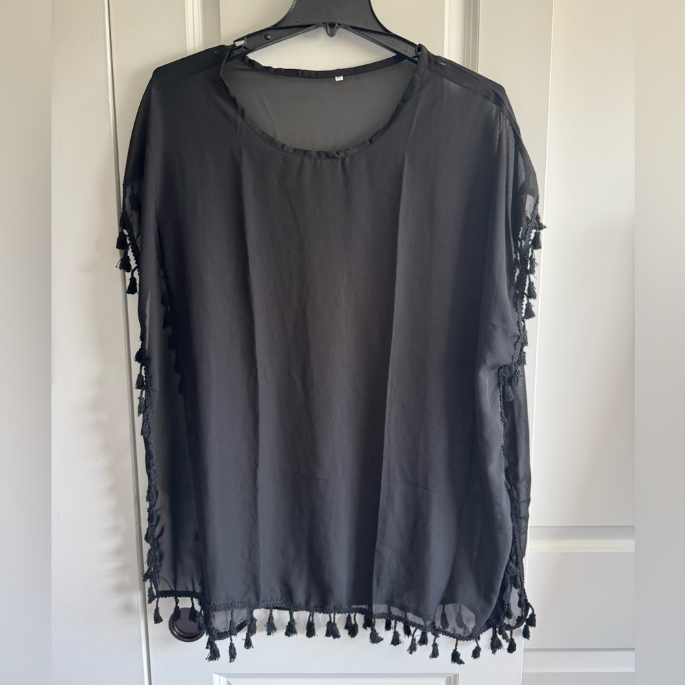 Black Boxy Tunic Swim Coverup